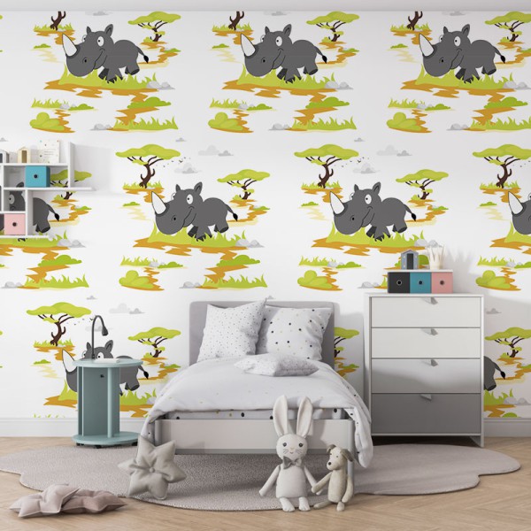 Papier Peint Rhinocéros — Ambiance 1
