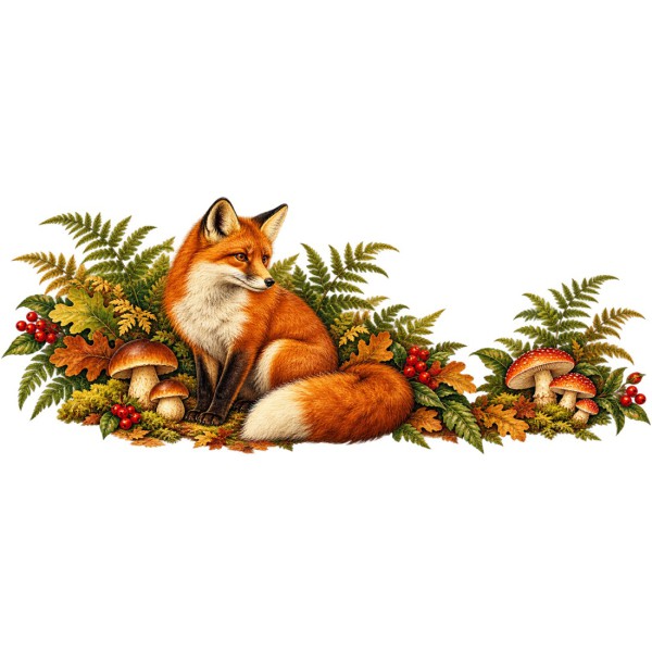 Mug nature - Le renard des sous-bois, façon affiche, décor à plat