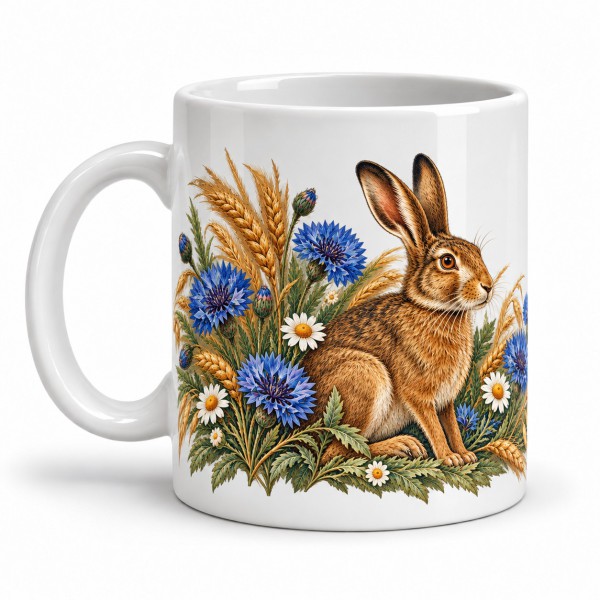 Mug nature - Le lièvre des prairies, anse à gauche