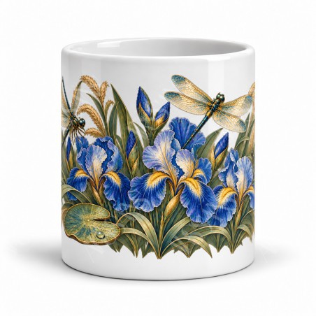 Mug nature - Libellules et iris, vue de face