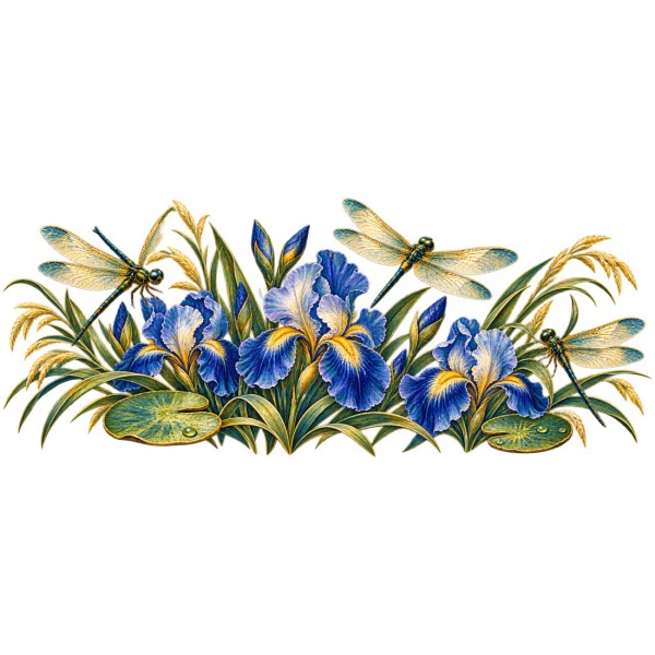 Mug nature - Libellules et iris, décor à plat