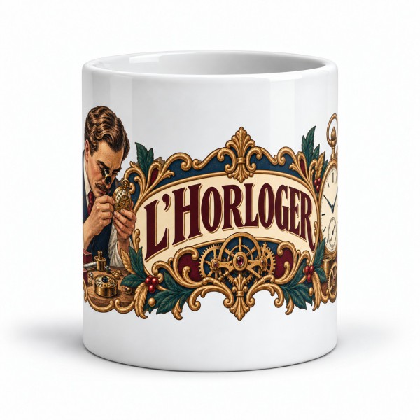 Mug métiers d’autrefois - L’horloger, façon affiche, Manufacture Arssans