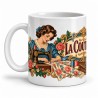 Mug métiers d’autrefois - La couturière, façon affiche, anse à gauche