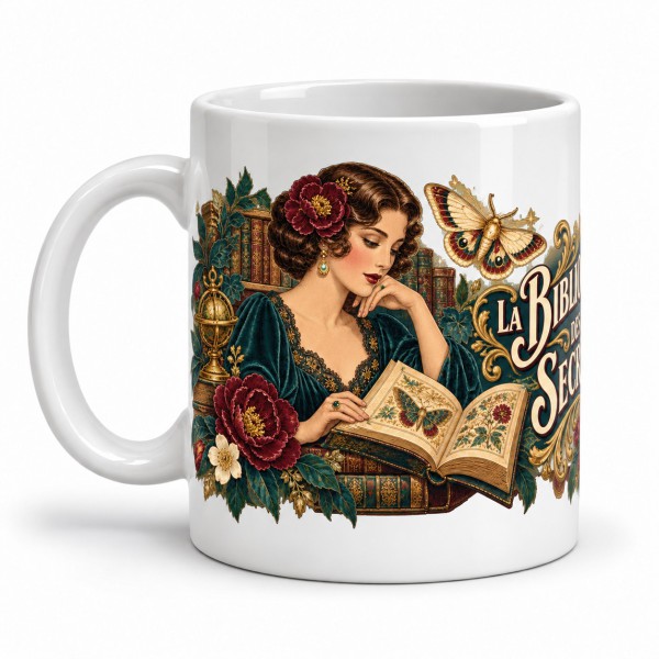 Mug imaginaire - La bibliothèque des secrets, anse à gauche