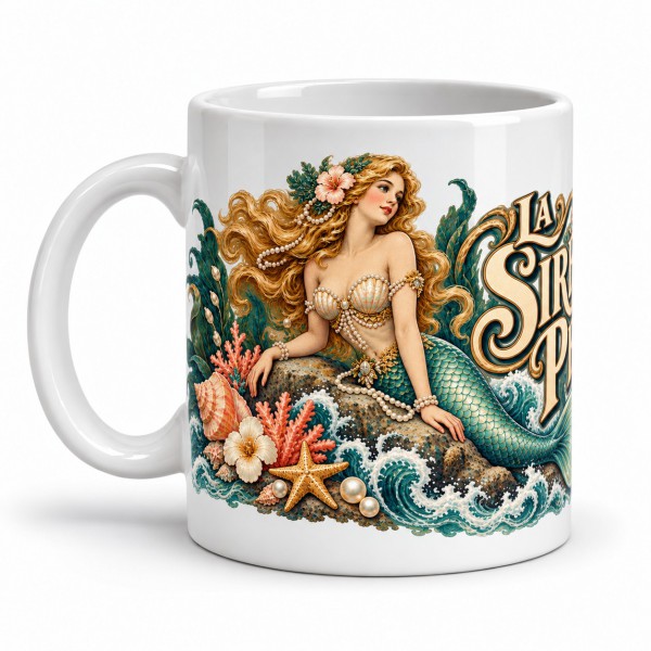 Mug imaginaire - La sirène aux perles, anse à gauche