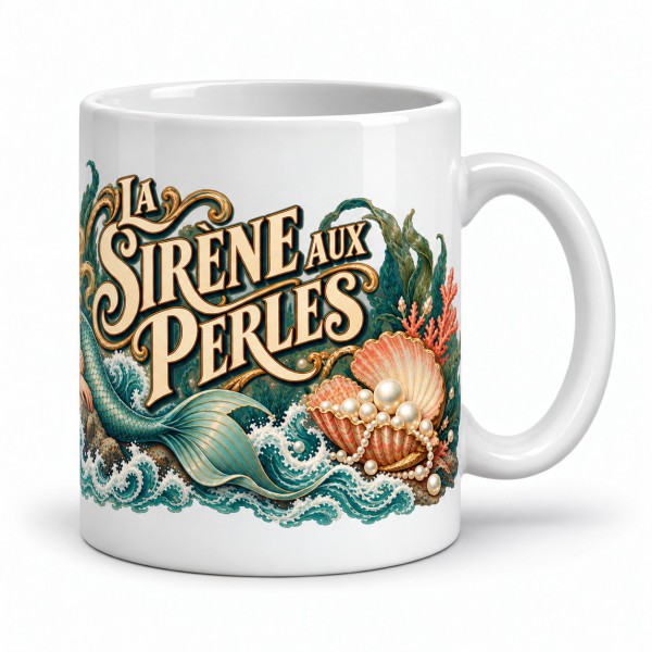 Mug imaginaire - La sirène aux perles, anse à droite