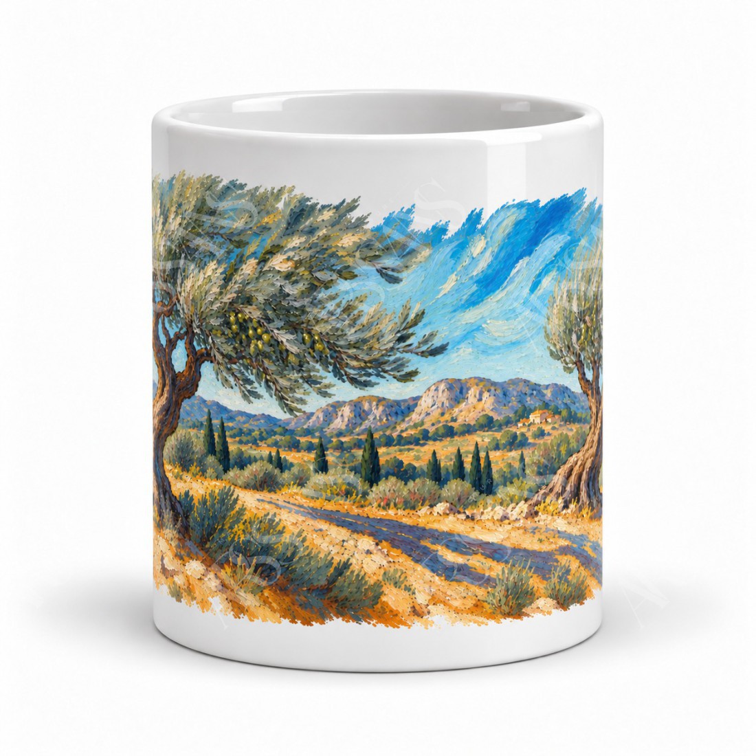 Mug Provence - Oliviers sous le mistral, vue de face
