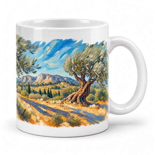 Mug Provence - Oliviers sous le mistral, anse à droite