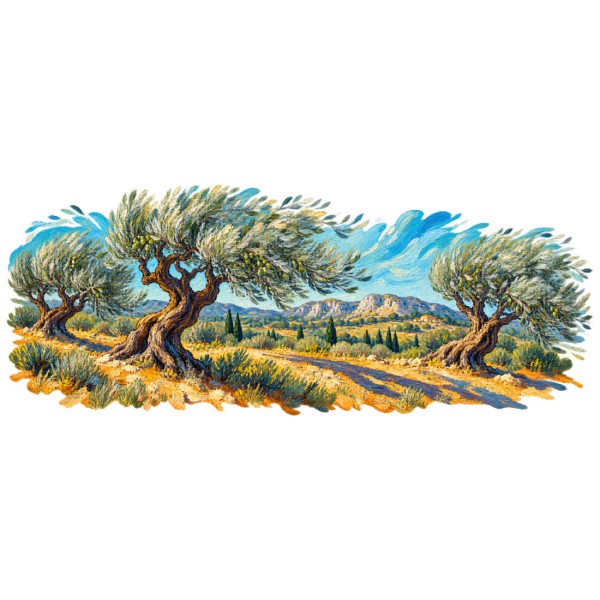 Mug Provence - Oliviers sous le mistral, décor à plat