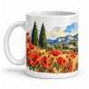 Mug Provence - Coquelicots et cyprès, anse à gauche