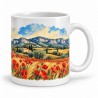 Mug Provence - Coquelicots et cyprès, anse à droite