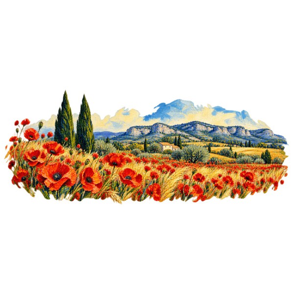 Mug Provence - Coquelicots et cyprès, décor à plat