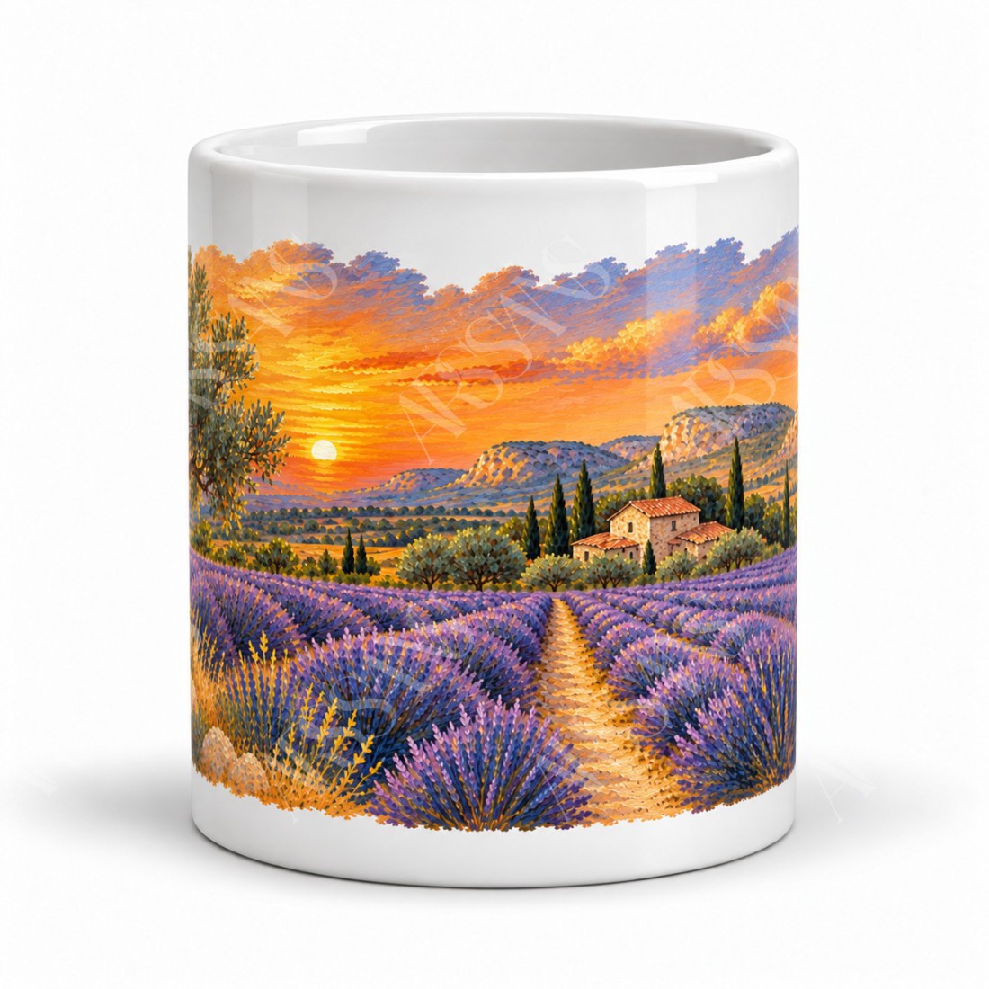 Mug Provence - Lavandes au couchant, vue de face