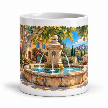 Mug Provence - Fontaine à l’ombre des platanes, vue de face