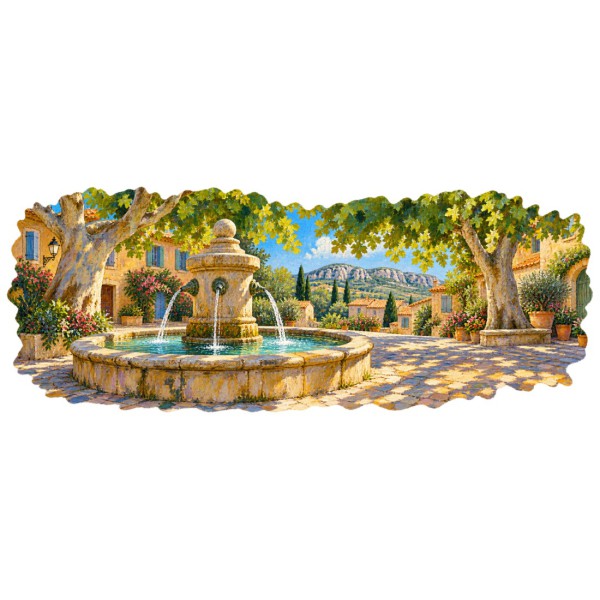 Mug Provence - Fontaine à l’ombre des platanes, décor à plat
