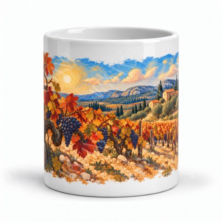 Mug Provence - Vignes d’automne, façon tableau, vue de face