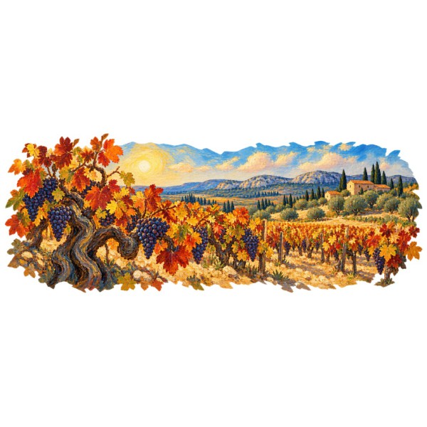 Mug Provence - Vignes d’automne, façon tableau, décor à plat