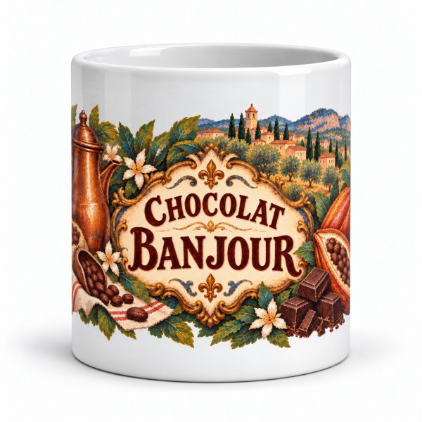 Mug chocolat - Chocolat Banjour, façon tableau, Manufacture Arssans