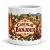Mug chocolat - Chocolat Banjour, façon tableau, vue de face