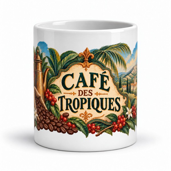 Mug café - Café des Tropiques, façon tableau, Manufacture Arssans