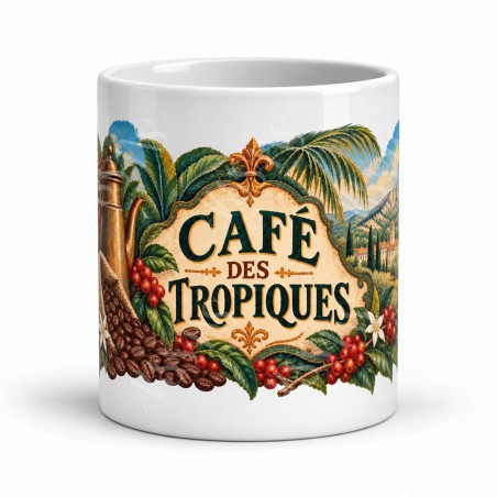 Mug café - Café des Tropiques, façon tableau, vue de face