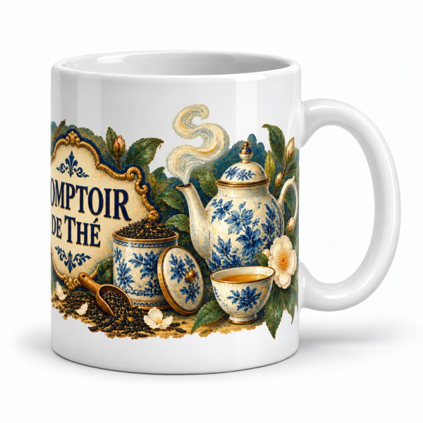 Mug thé - Comptoir de thé, anse à droite
