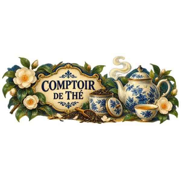 Mug thé - Comptoir de thé, décor à plat