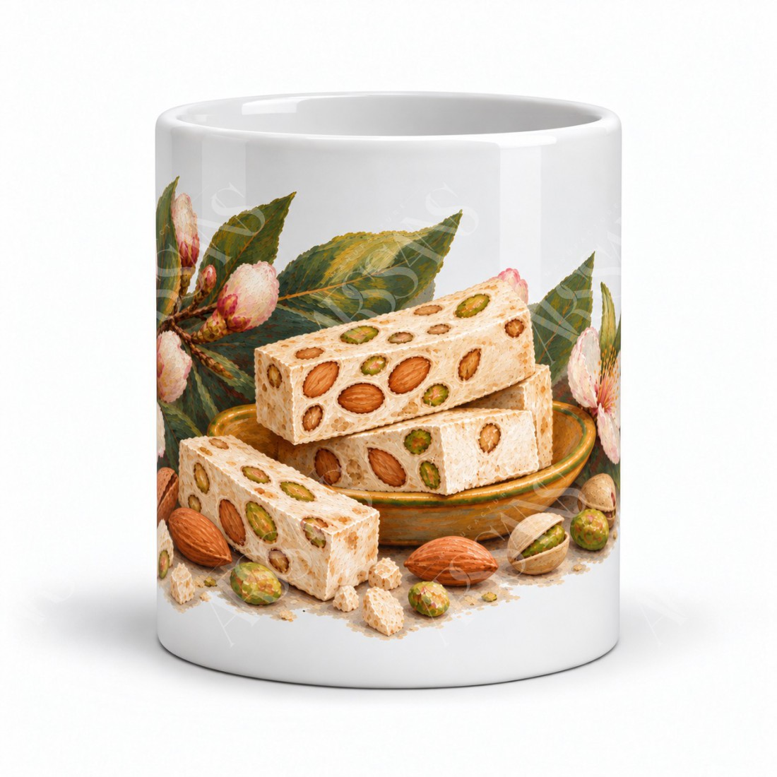 Mug gourmand - Nougat et amandes, vue de face