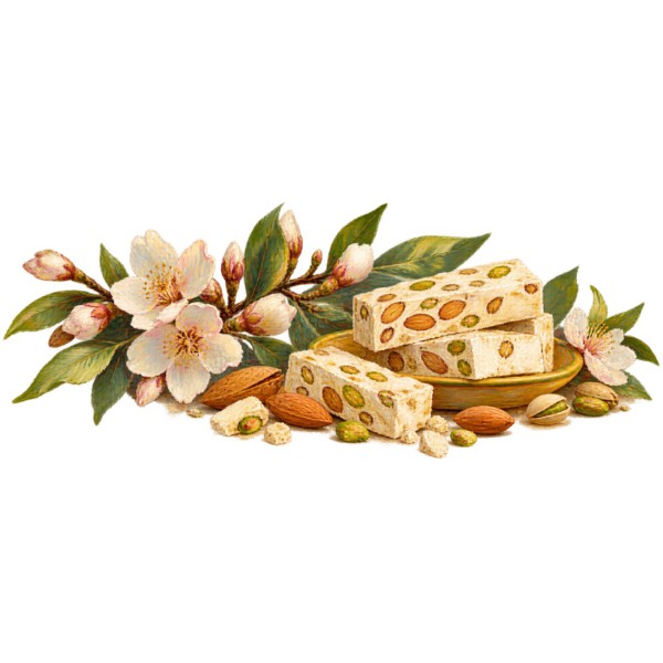 Mug gourmand - Nougat et amandes, décor à plat