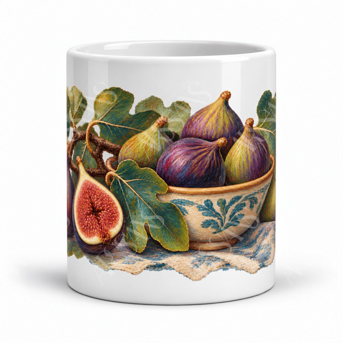 Mug gourmand - Figues et feuillages, vue de face
