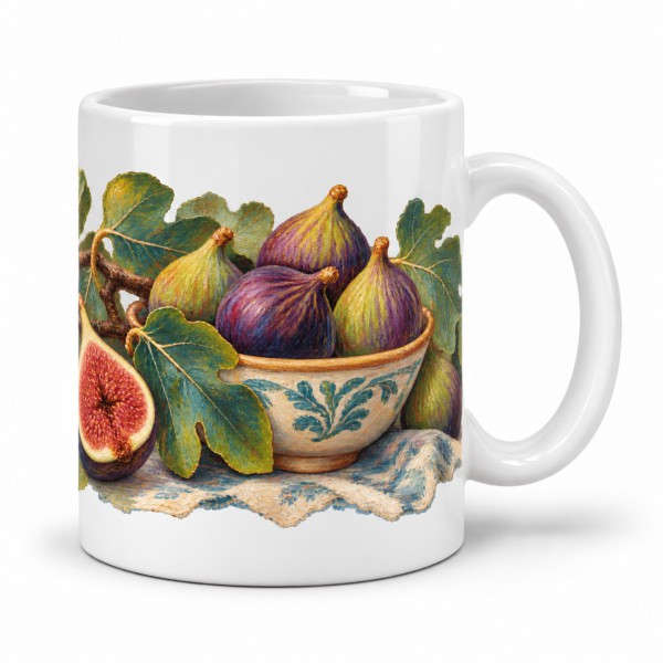 Mug gourmand - Figues et feuillages, anse à droite
