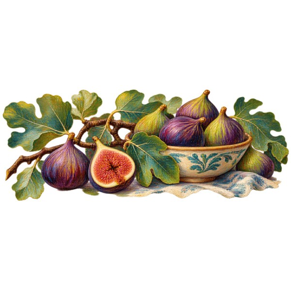 Mug gourmand - Figues et feuillages, décor à plat