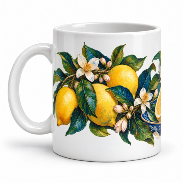 Mug gourmand - Citrons de Méditerranée, anse à gauche