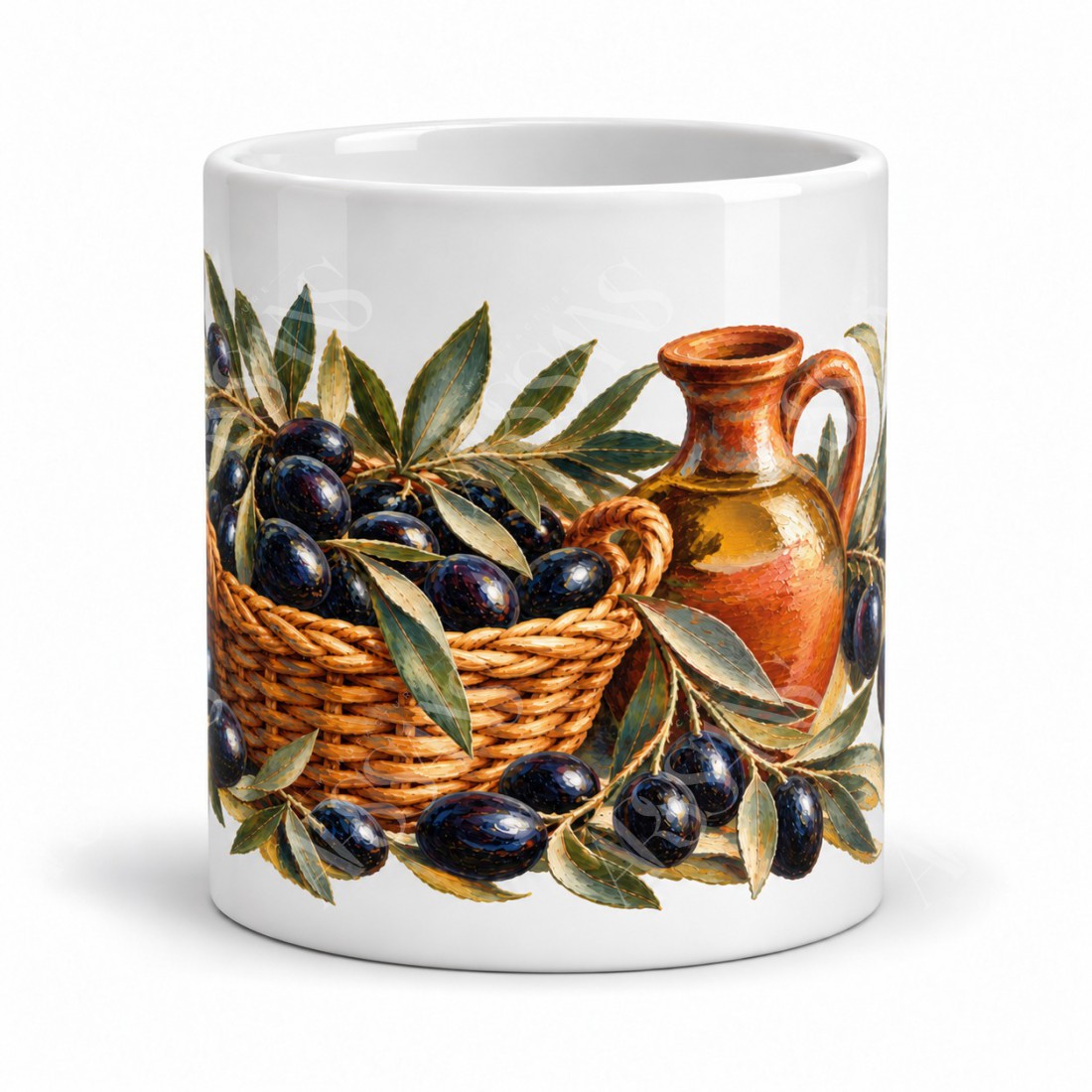Mug gourmand - Olives noires et rameaux, vue de face