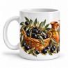 Mug gourmand - Olives noires et rameaux, anse à gauche