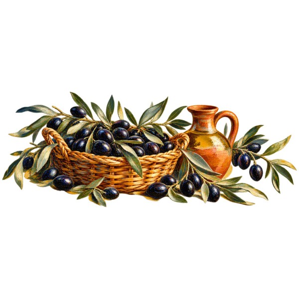 Mug gourmand - Olives noires et rameaux, décor à plat