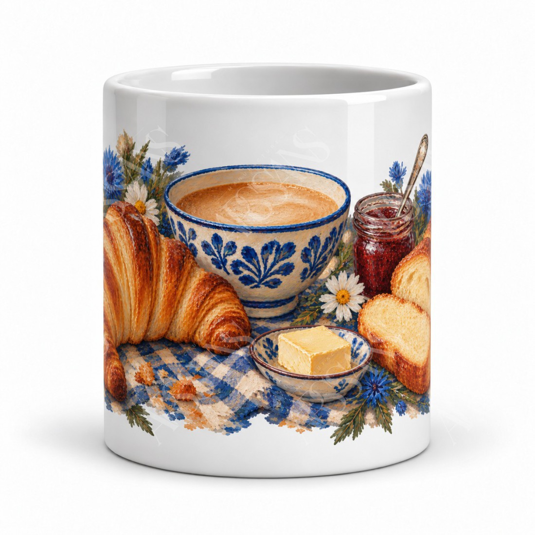 Mug gourmand - Petit déjeuner à la française, vue de face