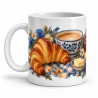 Mug gourmand - Petit déjeuner à la française, anse à gauche
