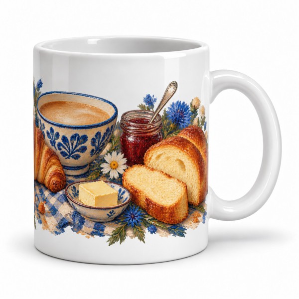 Mug gourmand - Petit déjeuner à la française, anse à droite