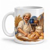 Mug métiers d’autrefois - Le Boulanger, façon tableau, anse à gauche