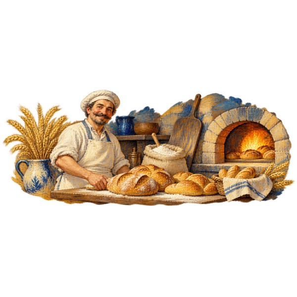Mug métiers d’autrefois - Le Boulanger, façon tableau, décor à plat