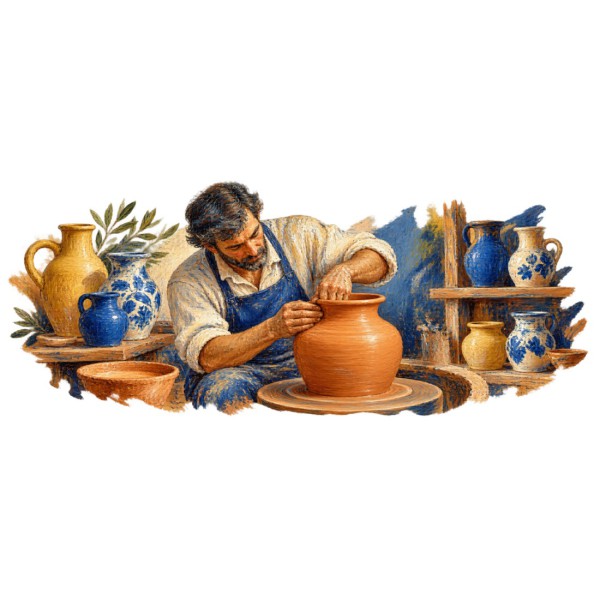 Mug métiers d’autrefois - Le Potier, façon tableau, décor à plat