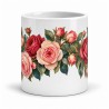 Mug fleurs - Roses anciennes, vue de face