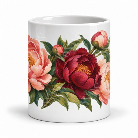 Mug fleurs - Pivoines, vue de face