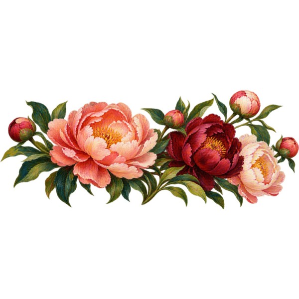 Mug fleurs - Pivoines, décor à plat