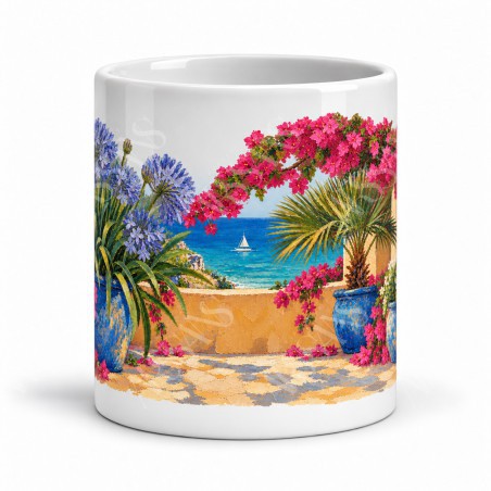 Mug fleurs - Jardin méditerranéen, vue de face