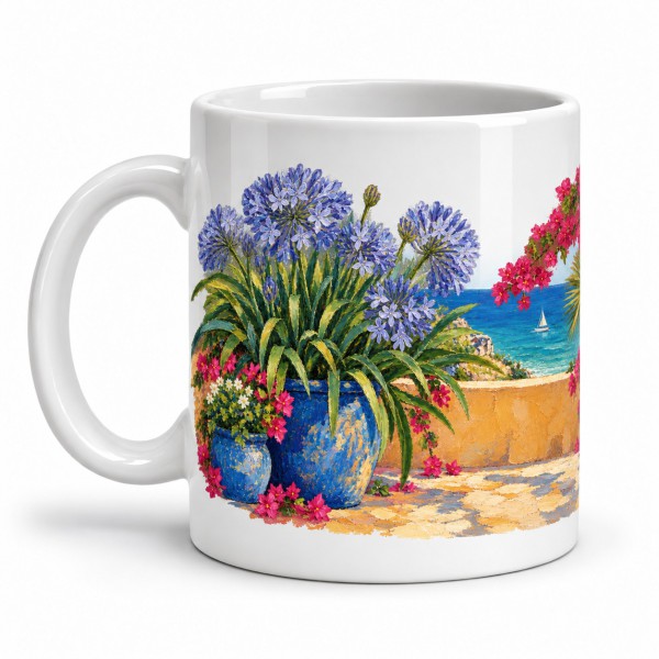 Mug fleurs - Jardin méditerranéen, anse à gauche