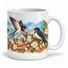 Mug oiseaux - Hirondelles de Provence, anse à droite