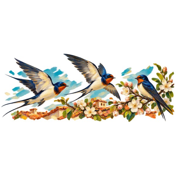 Mug oiseaux - Hirondelles de Provence, décor à plat
