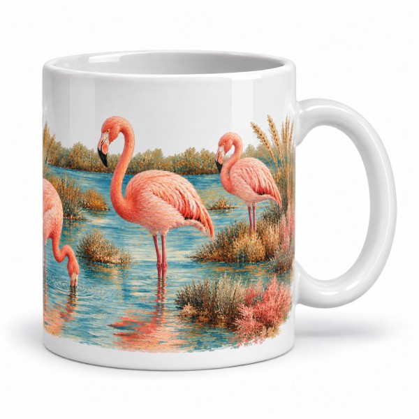 Mug oiseaux - Flamants de Camargue, anse à droite